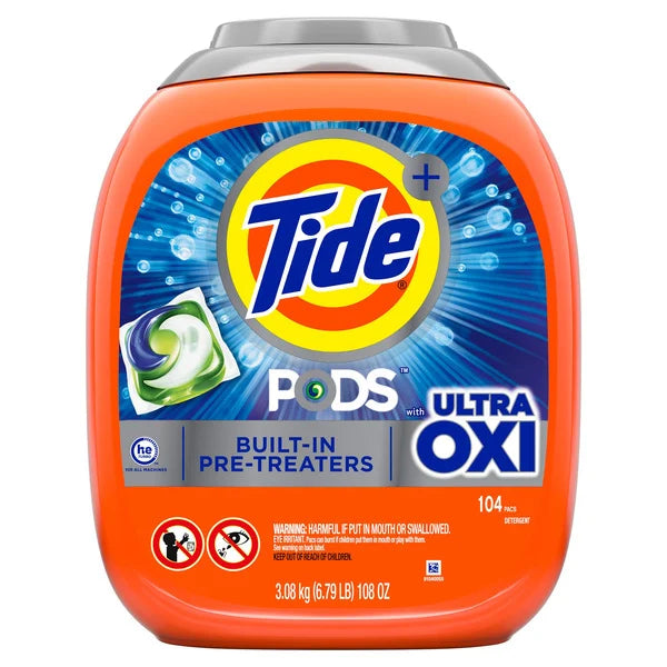 Tide Pods withUltra Oxi HE Laundry Detergent Pods, 104-count