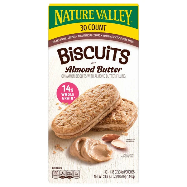 Nature Valley Biscuits with Almond Butter, 1.35 oz, 30-count (1.14 kg)