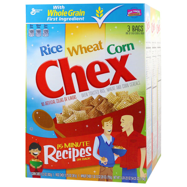 Chex Rice, Wheat and Corn Cereal, 3Bags 54.2 oz ( 1.5 Kg )