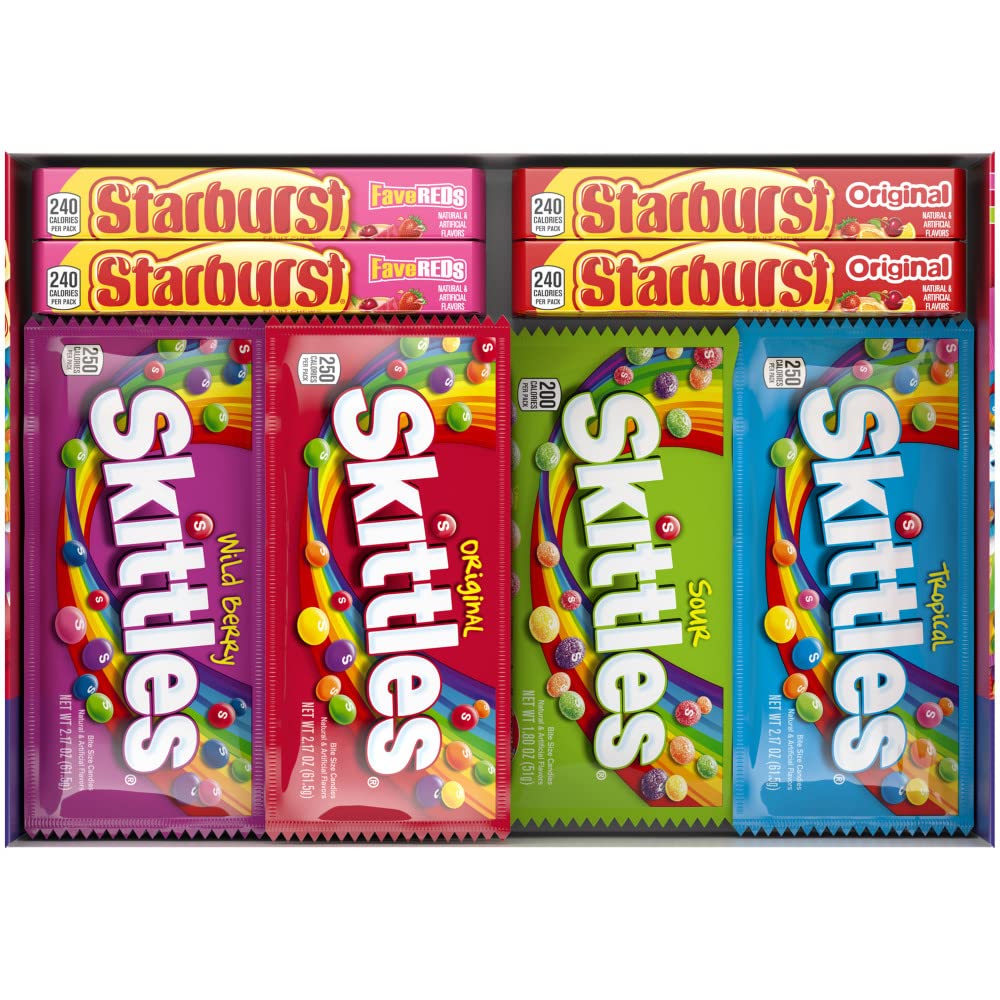 SKITTLES & STARBURST Variety Pack Full Size Chewy Candy Assortment, 62.79 oz, 30 Count