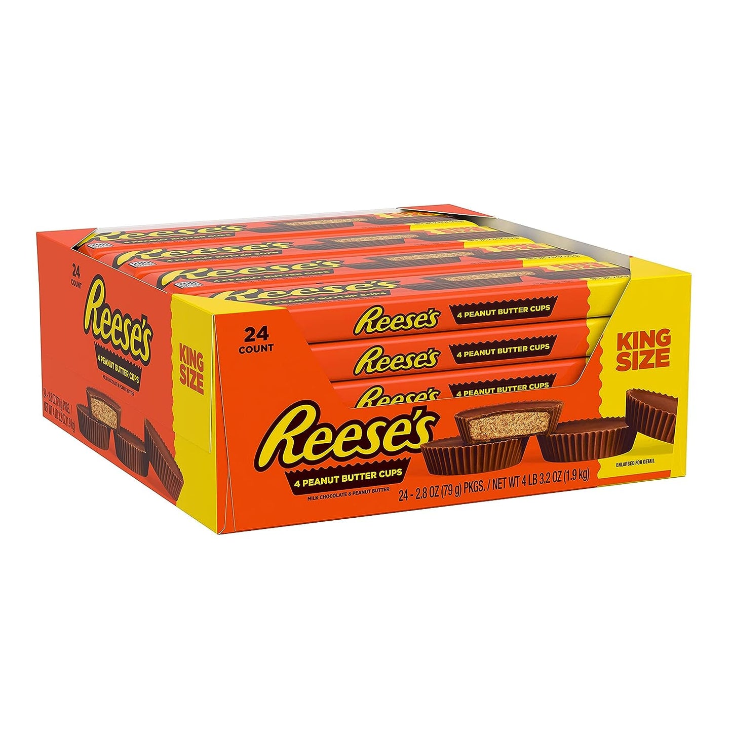 Reese's Milk Chocolate King Size Peanut Butter Cups 24 x 2.8 oz (1.9 Kg )