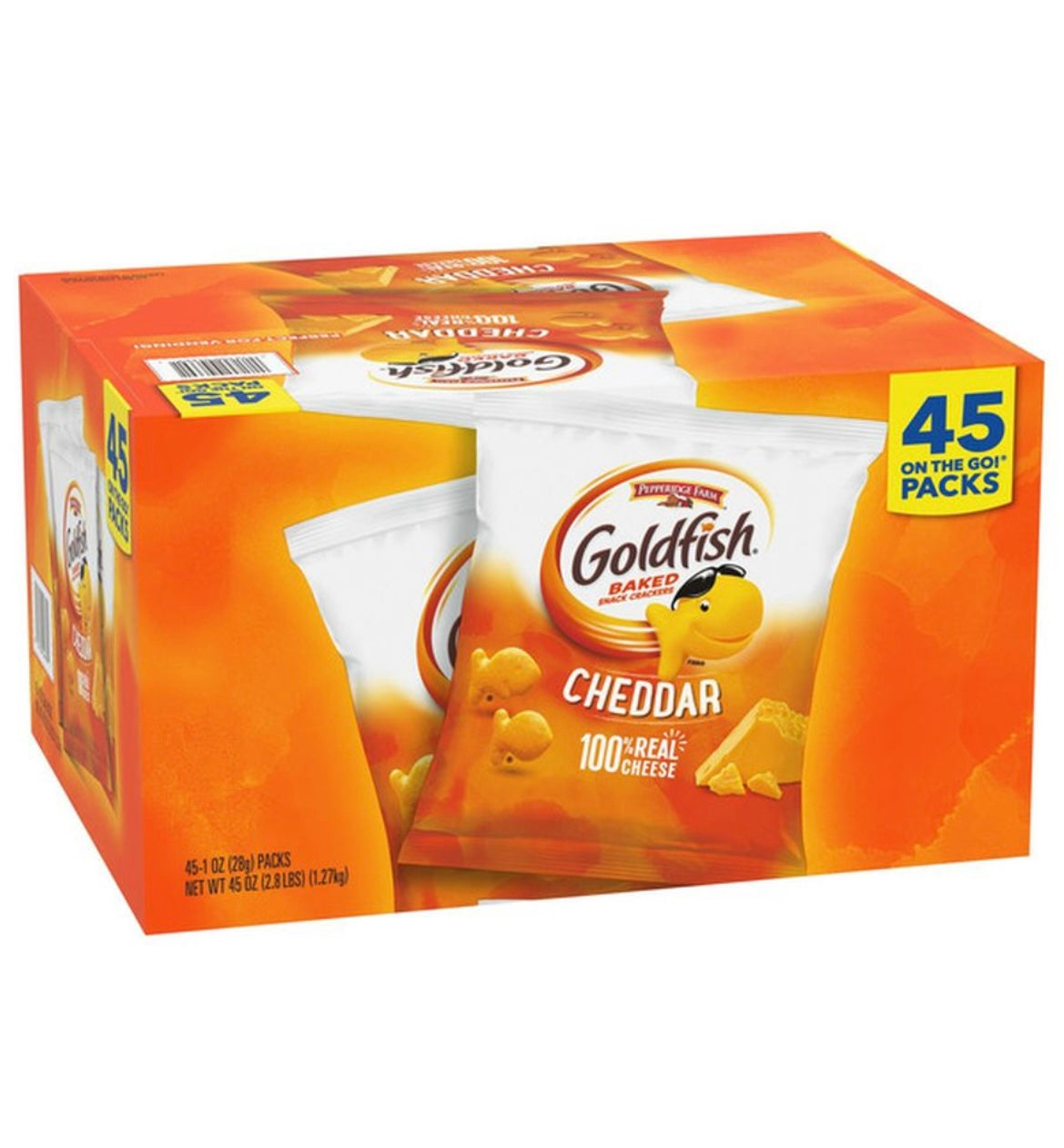 Pepperidge Farm Goldfish Crackers, Cheddar, 1 oz, 45-count