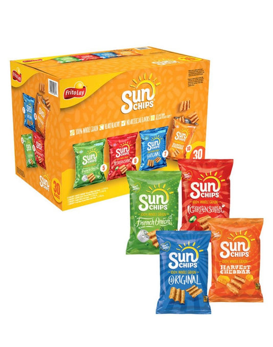 Sun Chips Whole Grain Snacks, Variety Pack, 1.5 oz, 30 ct