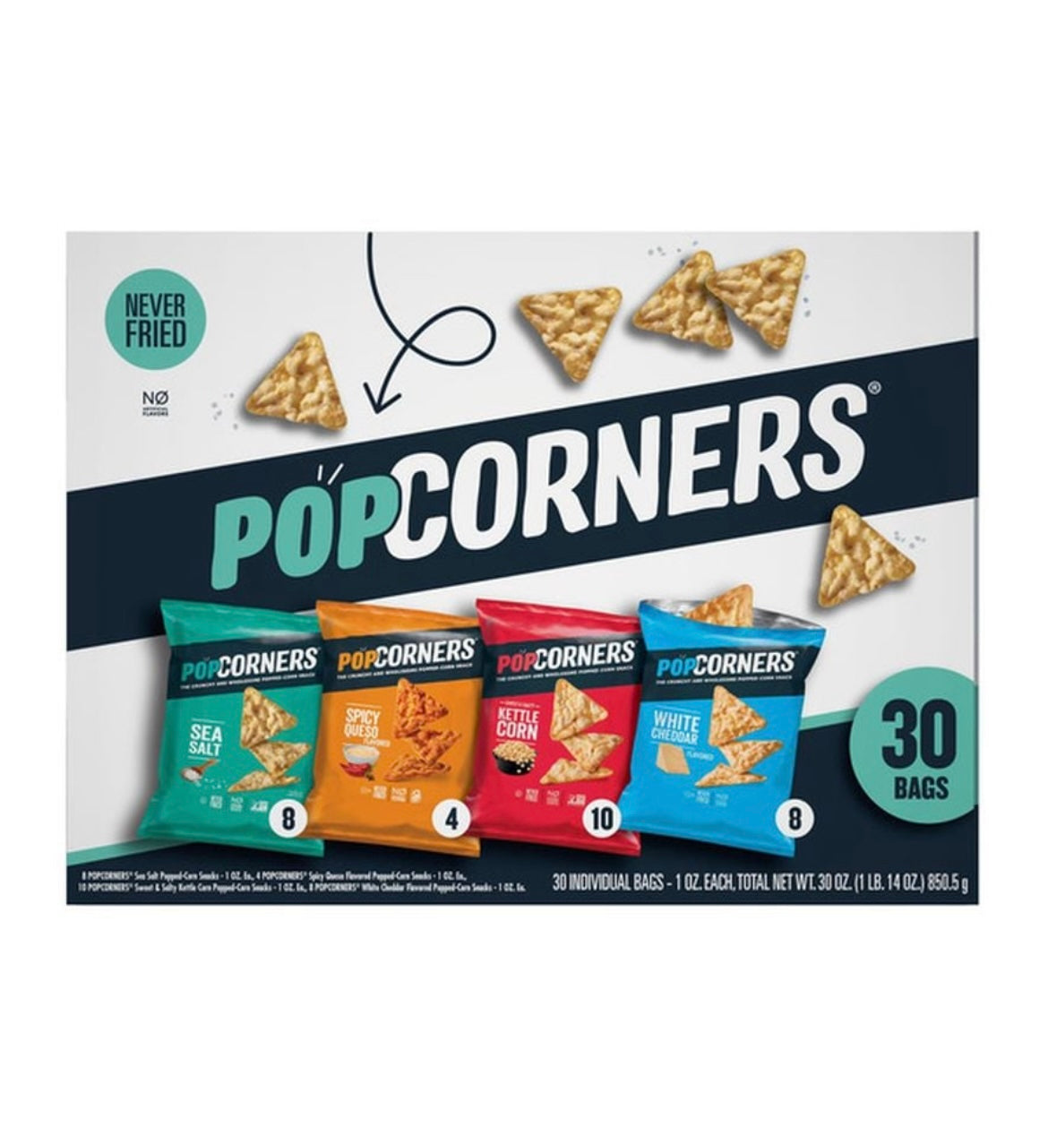 Pop Corner Flavoured Popped-Corn Chips Variety Pack, 30ct