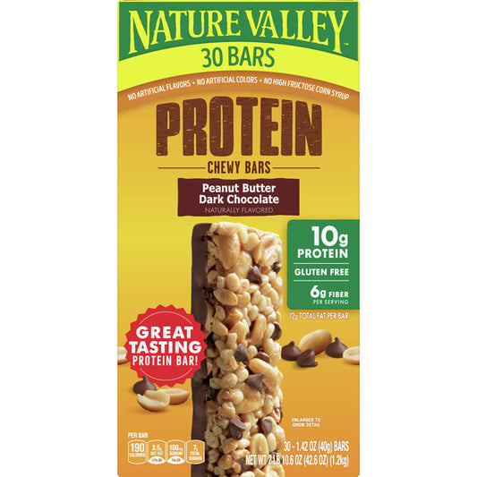 Nature Valley Chewy Protein Peanut Butter Dark Chocolate Granola 30 Bars (1.2Kg)