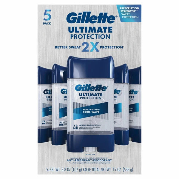 Gillette Ultimate Protection 6-in-1 Antiperspirant Deodorant , 3.8 oz, 5-pack