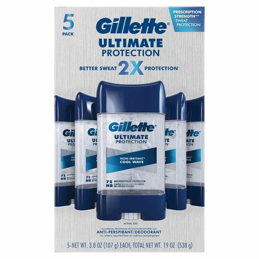 Gillette Ultimate Protection 6-in-1 Antiperspirant Deodorant , 3.8 oz, 5-pack