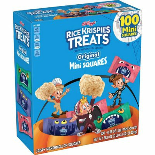 Kellogg's Rice Krispies Treats Crispy Mini Marshmallow Squares, Halloween 100 Pack,( 1.1kg )