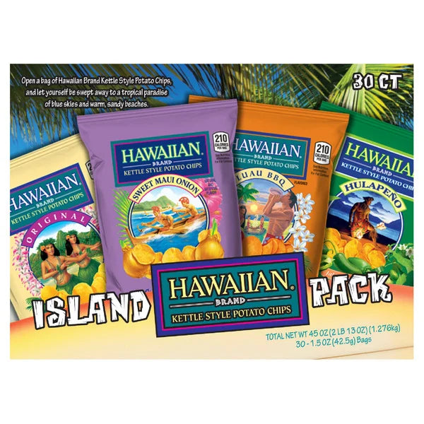 Hawaiian Kettle Style Island Variety Potato Chips, 1.5 oz, 30-count