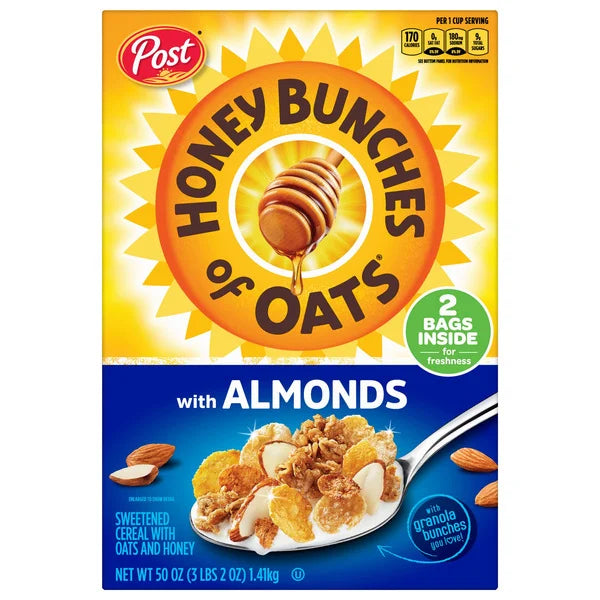 Post, Honey Bunches of Oats with Almonds Cereal, 50 oz　（1.41 ㎏）