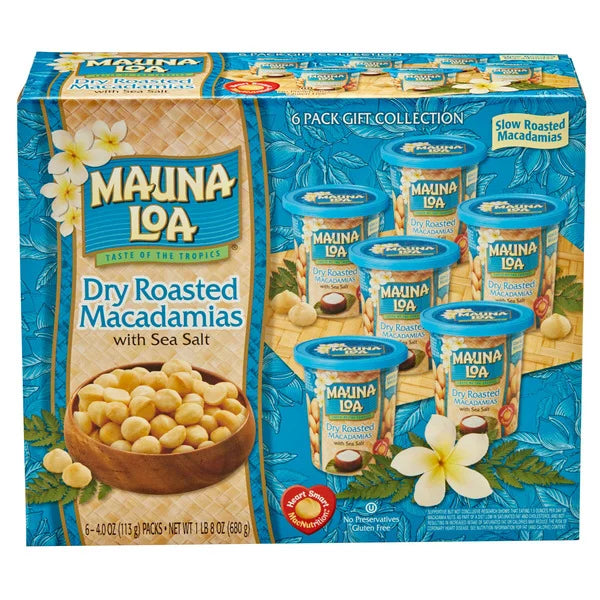 Mauna Loa Dry Roasted Macadamias with Sea Salt, 4 oz, 6-count