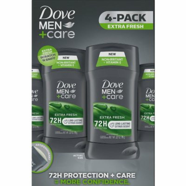 Dove Men+Care Men's Antiperspirant Deodorant Stick Extra Fresh 4-Pack