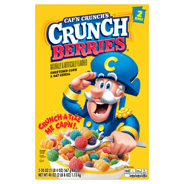 Cap'N Crunch Cereal, Sweetened Corn & Oat, Crunch Berries 40 oz