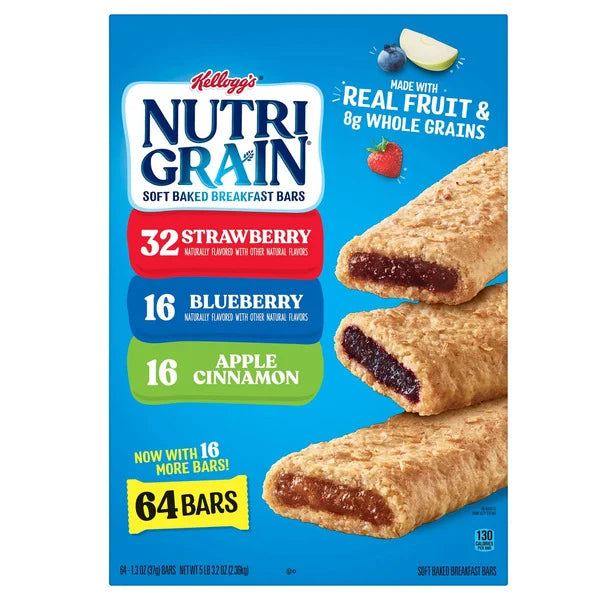 Kellogg's Nutri-Grain Bars, 1.3 oz, 64-count (2.38 kg)