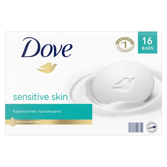 Dove Moisturizing Beauty Bar Soap Sensitive Skin 3.75 oz, 16 Bars