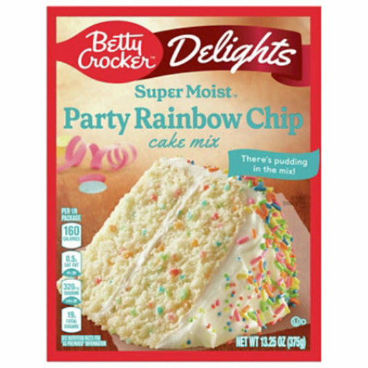 Betty Crocker Cake Mix, Party Rainbow Chip, Delights 13.25 oz 2box