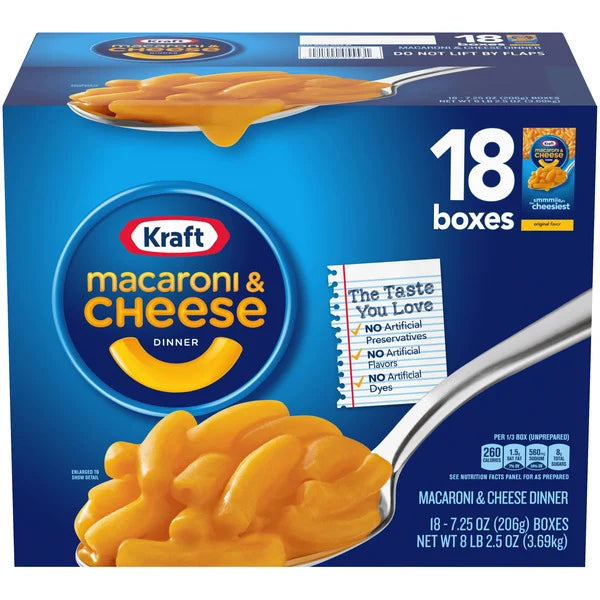 Kraft, Macaroni & Cheese Dinner, 7.25 oz, 18-Count