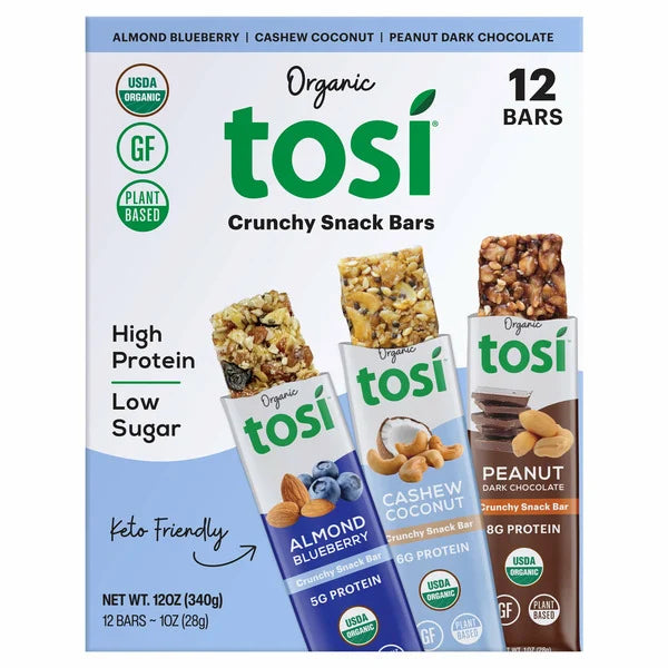 Organic Tosi Crunchy Snack Bars, Variety Pack, 12-count (340g)