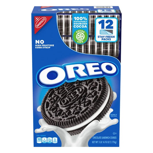 Nabisco Oreo Sandwich Cookies, Chocolate, 12 Stay Fresh Packs