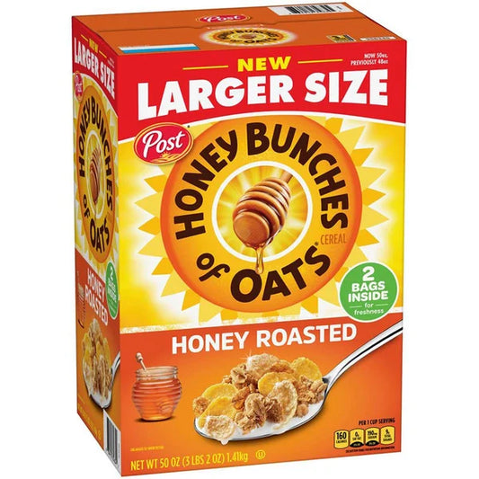 Post Honey Bunches of Oats Cereal, Honey Roasted, 50 oz (1.41 kg)