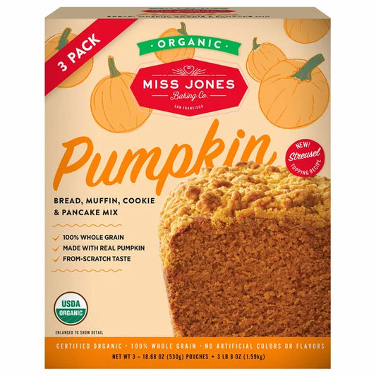 Miss Jones Organic Pumpkin Bread and Muffin Mix, 18.7 oz, 3-count (1.59g )